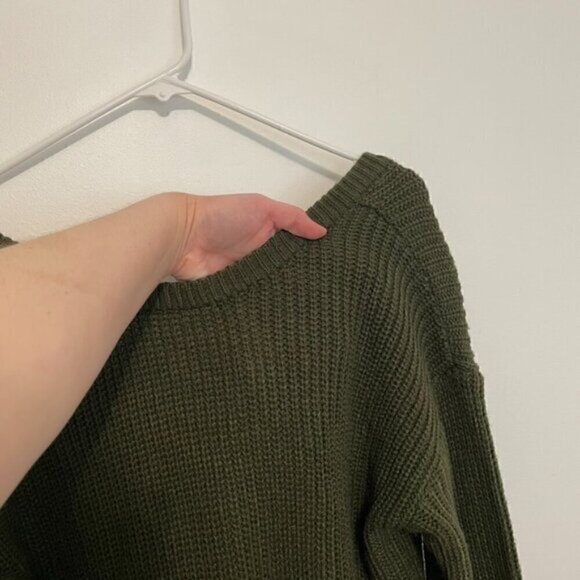 LULUS LULU'S Bringing Sexy Back Backless Sweater Dress Olive Green V-Neck Back M - Picture 7 of 15